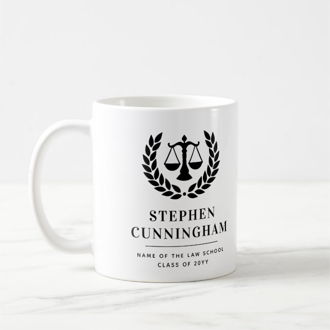 Personalised Modern Law School Graduation Coffee Mug (Left)