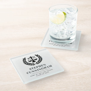 Personalised Modern Law School Graduation Glass Coaster