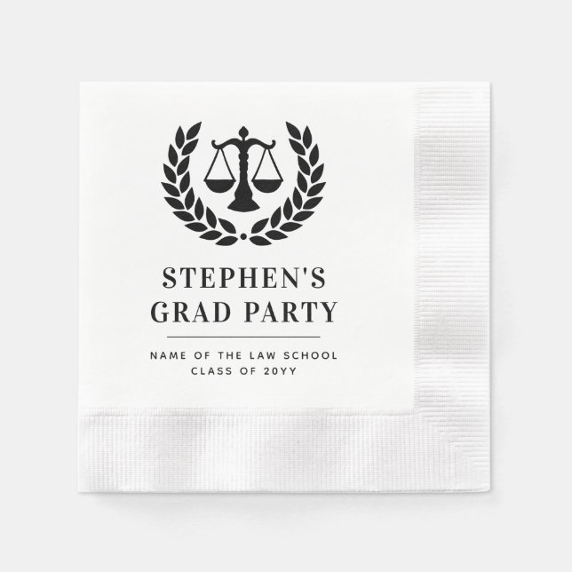Personalised Modern Law School Graduation Napkin (Front)