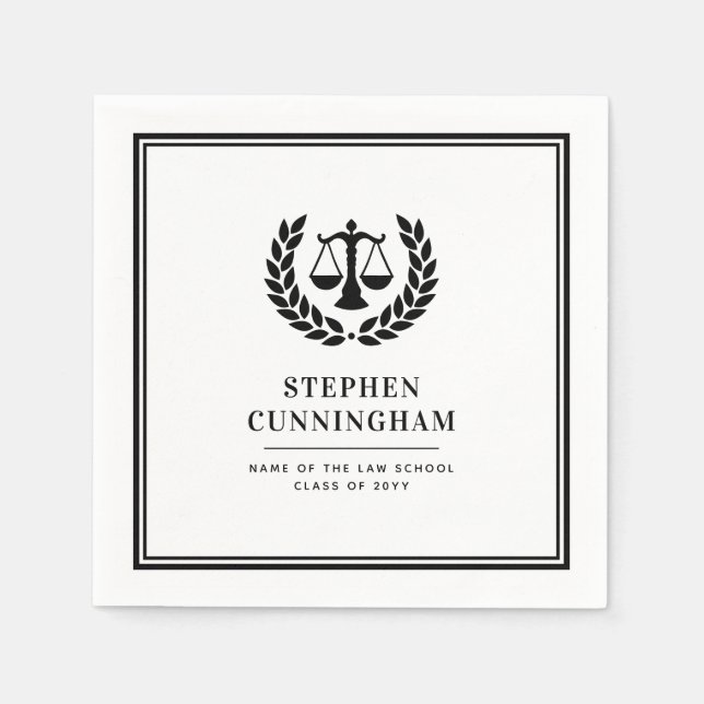 Personalised Modern Law School Graduation Napkin (Front)