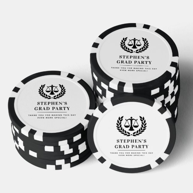 Personalised Modern Law School Graduation Poker Chips (Stack)