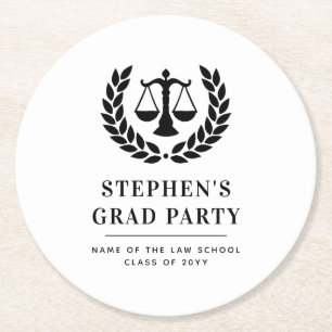 Personalised Modern Law School Graduation Round Paper Coaster