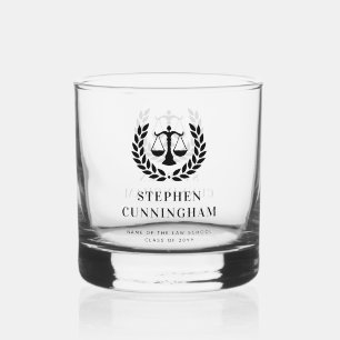 Personalised Modern Law School Graduation Whiskey Glass