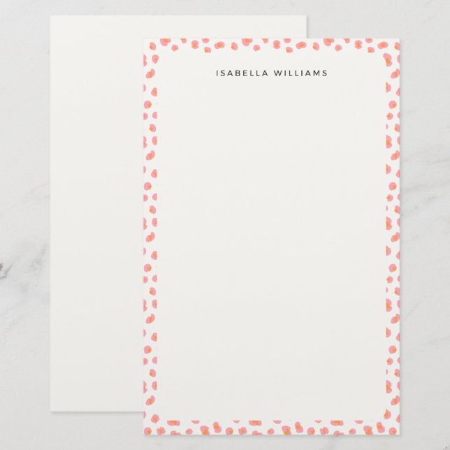 Personalised Modern Leopard Animal Print Pattern Stationery (Front/Back)