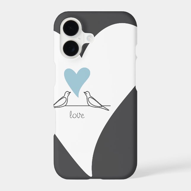 Personalised Modern Love Birds Light Blue Heart (Back)