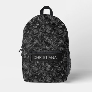 Personalised Modern Luxury Black Glitter Pattern Printed Backpack