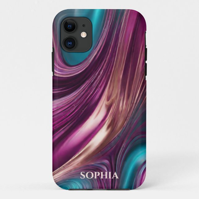 Personalised Modern-Magenta, Turquoise and Gold- Case-Mate iPhone Case (Back)