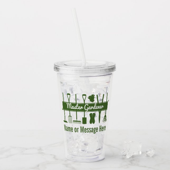 Personalised Modern Master Gardener Acrylic Tumbler (Front Ice)