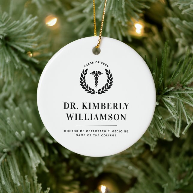 Personalised Modern Medical School Graduation Ceramic Ornament (Tree)