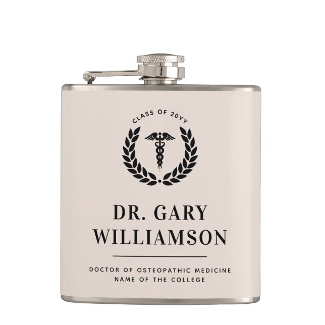 Personalised Modern Medical School Graduation Hip Flask (Front)
