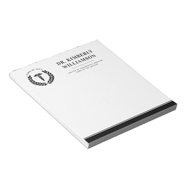 Personalised Modern Medical School Graduation Notepad (Angled)