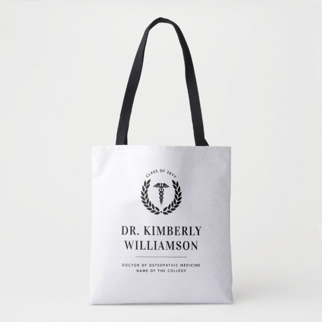 Personalised Modern Medical School Graduation Tote Bag (Front)
