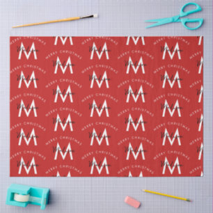 Personalised Modern Merry Christmas Red Monogram Tissue Paper