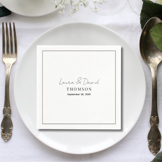 Personalised Modern Minimal Classic Wedding Napkin (Creator Uploaded)