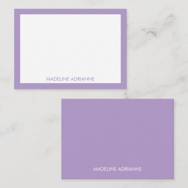 Personalised Modern Minimal Lavender Name  Card (Front/Back)