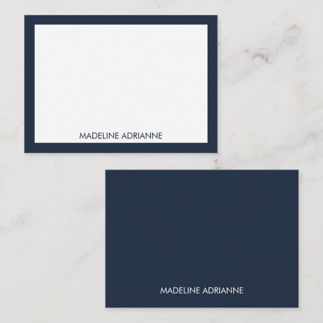Personalised Modern Minimal Navy Name  Card (Front/Back)