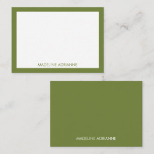 Personalised Modern Minimal Olive Green Name Card