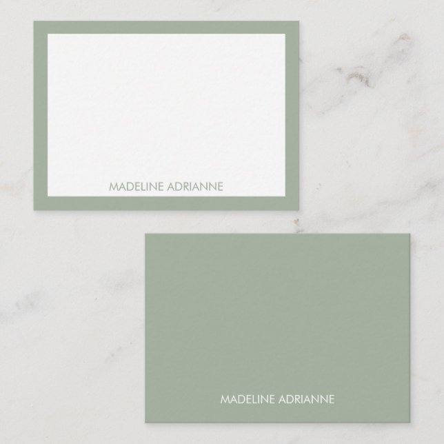 Personalised Modern Minimal Sage Green Name Card (Front/Back)