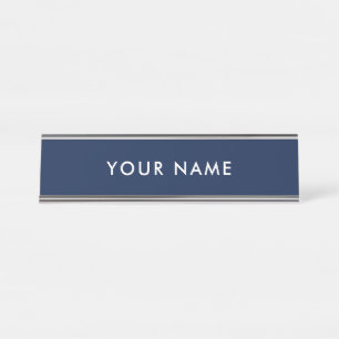 Personalised Modern Minimalist Blue Professional Desk Name Plate