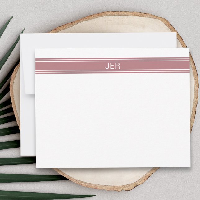 Personalised Modern Minimalist Dusty Rose  Card (Minimalist Custom Monogram Name or Initials Pink Note Card)