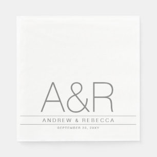 Personalised Modern Minimalist Grey White Napkin