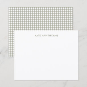 Personalised Modern Minimalist Sage Green Gingham Thank You Card