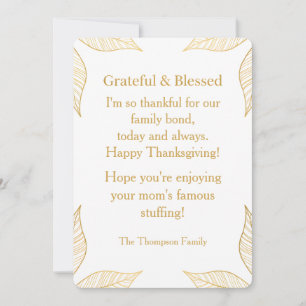 Personalised Modern Minimalist Thanksgiving Holiday Card