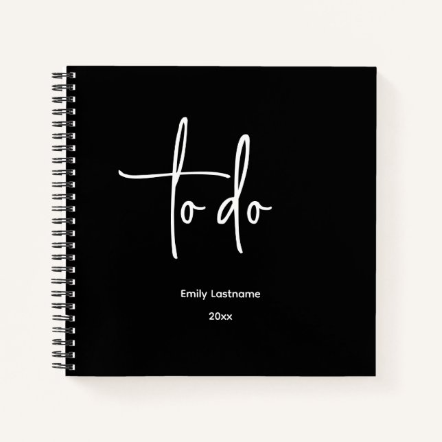 Personalised Modern Minimalist To Do Notebook (Front)