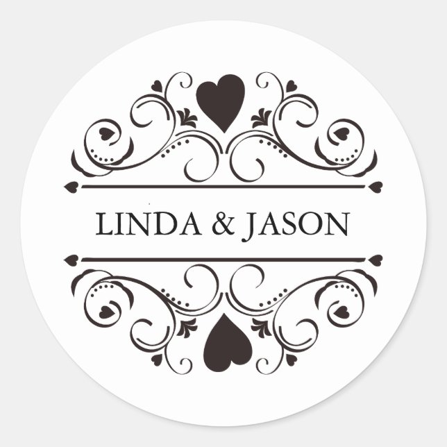 Personalised Modern Minimalist Wedding Classic Round Sticker (Front)