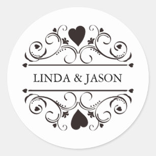 Personalised Modern Minimalist Wedding Classic Round Sticker
