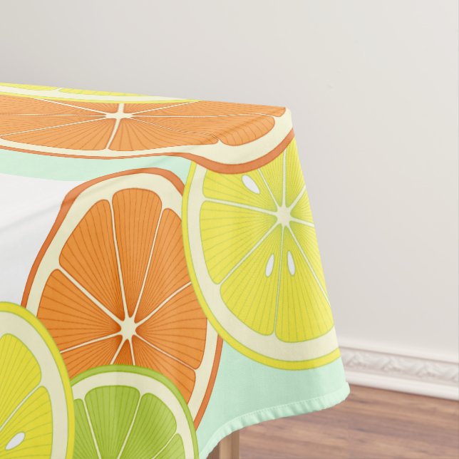 Personalised Modern Mint Green Citrus Fruit Slices Tablecloth (In Situ)
