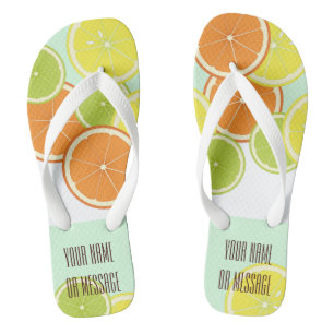 Personalised Modern Mint Green Citrus Fruit Slices Thongs