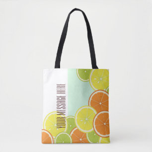 Personalised Modern Mint Green Citrus Fruit Slices Tote Bag