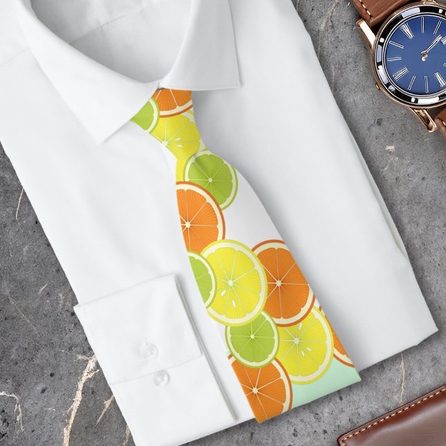 Personalised Modern Mint Green Citrus Fruit Tie (Creator Uploaded)