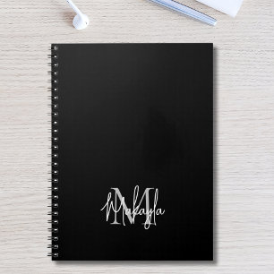 Personalised Modern Monogram Black Notebook