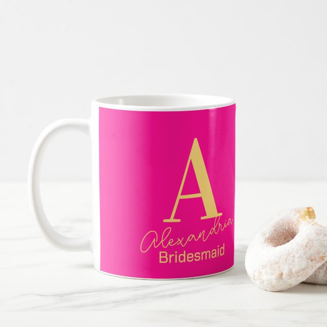 Personalised Modern Monogram Bridesmaid Coffee Mug (With Donut)