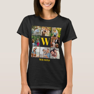 Personalised Modern Monogram Family Photo Collage T-Shirt