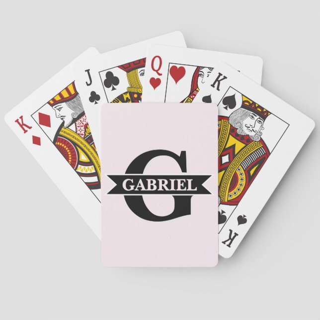 Personalised Modern Monogram Name medium red viole Playing Cards (Back)