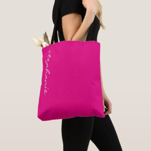 Personalised Modern Monogram Neon Pink and Orange Tote Bag