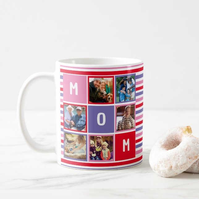 Personalised Modern Mothers day Mum Photo Collage Coffee Mug (With Donut)
