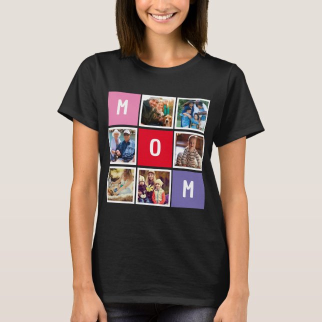 Personalised Modern Mothers day Mum Photo Collage T-Shirt (Front)