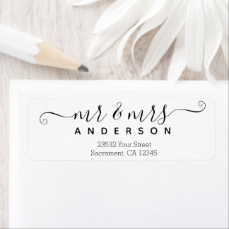 Personalised Modern Mr and Mrs Family Last Name Return Address Label
