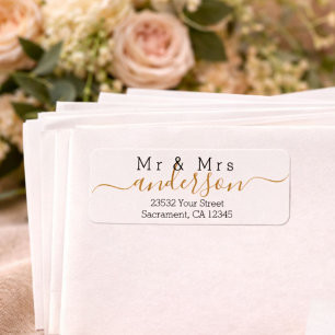 Personalised Modern Mr and Mrs Family Name Return Address Label