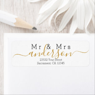 Personalised Modern Mr and Mrs Family Name Return Return Address Label