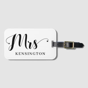 Personalised Modern Mrs Newlywed Typography Luggage Tag