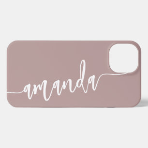 Personalised Modern Name Dusty Rose iPhone 13 Case