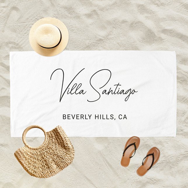 Personalised Modern Name of Home Residence Beach Towel (Creator Uploaded)