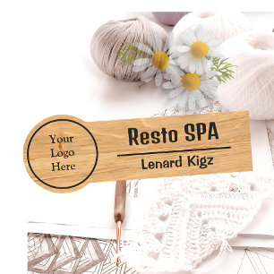 Personalised Modern Name Tag, Wood Finish Name Tag