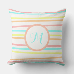 Personalised Modern Neon Striped Throw Pillow