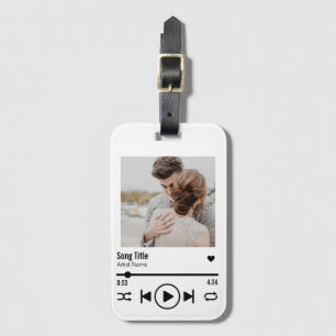 Personalised Modern Newlywed Photo Song Playlist Luggage Tag
